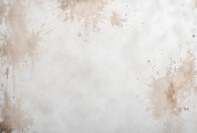 The primary subject of the image is a white wall with brown spots and splatters on it. The setting is a room with a white wall, and the visual style appears to be a combination of a photo and a drawing. The colors and mood of the image are predominantly white and brown, giving it a somewhat dirty or aged appearance.