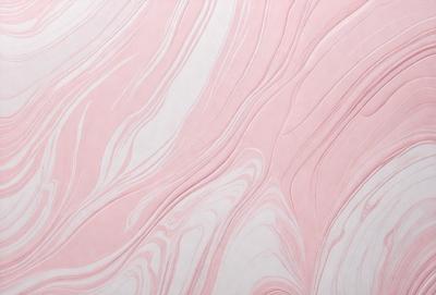 The primary subject of the image is a pink and white marbled wall. The setting is a room with a pink and white marbled wall as the main focus. The visual style is a close-up of the marbled wall, showcasing its intricate patterns. The colors and mood of the image are predominantly pink and white, creating a warm and inviting atmosphere.