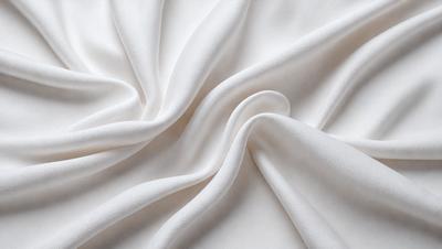 The primary subject of the image is a white sheet of fabric. The setting is a white background, which creates a clean and minimalist appearance. The visual style is a close-up of the fabric, showcasing its texture and details. The colors and mood of the image are predominantly white, giving it a calm and serene atmosphere.