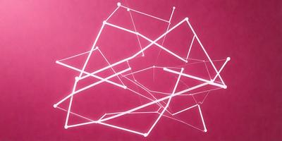 The primary subject of the image is a white wire structure, which appears to be a drawing or a digital art piece. The setting is a pink background, which adds a contrasting color to the white wire structure. The visual style of the image is a combination of digital art and drawing, creating a unique and intricate design. The colors and mood of the image are predominantly white and pink, giving it a clean and elegant appearance.