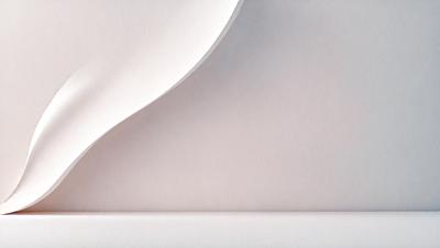 The primary subject of the image is a white curved wall, which appears to be a part of a building. The setting is a room with a white wall, and the visual style is a photo. The colors and mood of the image are predominantly white, giving it a clean and minimalist appearance.