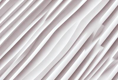 The primary subject of the image is a white wall with a pattern of folded paper. The setting is a room with a white background, and the visual style is a combination of digital art and illustration. The colors and mood of the image are predominantly white, giving it a clean and minimalist appearance.