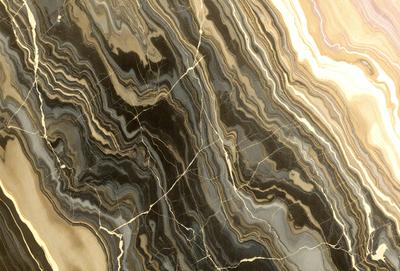 The primary subject of the image is a marble slab with a unique and intricate pattern. The setting is a natural environment, possibly a rock formation or a stone wall. The visual style is a close-up of the marble slab, showcasing its texture and details. The colors and mood of the image are predominantly dark, with the marble slab being the main focus.
