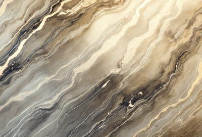 The primary subject of the image is a marble countertop with a unique, swirling pattern. The setting is a kitchen or bathroom, as the countertop is a part of the design. The visual style is a close-up of the marble countertop, showcasing its intricate pattern. The colors and mood of the image are predominantly neutral, with the marble countertop being the main focus.