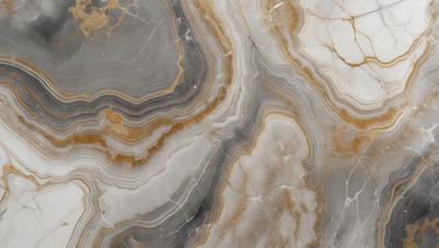 The primary subject of the image is a close-up of a marble stone, showcasing its intricate patterns and textures. The setting is a natural environment, with the marble stone being the main focus of the scene. The visual style is a realistic representation of the marble stone, capturing its beauty and details. The colors and mood of the image are predominantly earthy tones, giving it a natural and timeless appearance.