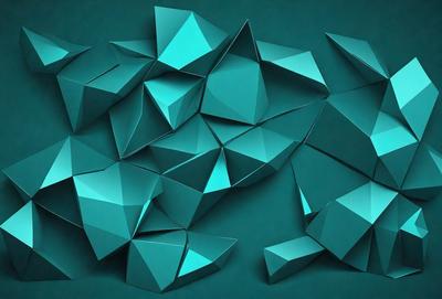 The primary subject of the image is a collection of blue geometric shapes, which are arranged in a visually appealing manner. The setting is a blue background, which complements the blue geometric shapes. The visual style of the image is a combination of digital art and illustration, creating a unique and intriguing design. The dominant colors in the image are blue, which creates a calm and soothing atmosphere.