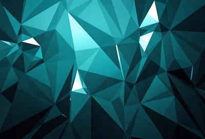 The primary subject of the image is a blue and white geometric pattern. The setting is a dark blue background, which contrasts with the white and blue geometric shapes. The visual style is a combination of digital art and illustration, creating a unique and intricate design. The dominant colors are blue and white, giving the image a calm and soothing atmosphere.