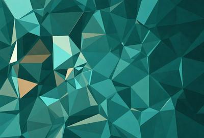 The primary subject of the image is a close-up of a blue and green geometric pattern, which appears to be a digital art or illustration. The setting is a blue and green background, creating a visually appealing and vibrant atmosphere. The visual style is a combination of digital art and illustration, with the geometric pattern being the main focus of the image. The colors and mood of the image are predominantly blue and green, giving it a calm and soothing ambiance.