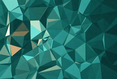 The primary subject of the image is a close-up of a blue and green geometric pattern. The setting is a blue and green background, which creates a visually appealing contrast with the pattern. The visual style is a combination of digital art and illustration, as the pattern appears to be a digital creation. The dominant colors in the image are blue and green, creating a calm and soothing atmosphere.