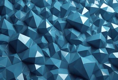 The primary subject of the image is a blue, geometric pattern. The setting is a blue background, and the visual style appears to be a digital art or illustration. The dominant colors are blue and white, creating a calm and soothing atmosphere.