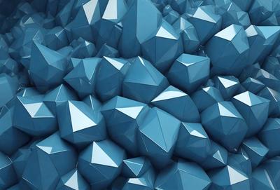 The primary subject of the image is a large number of blue geometric shapes, which are arranged in a dense and intricate pattern. The setting is a blue background, which creates a striking contrast with the shapes. The visual style is a combination of digital art and illustration, as the shapes are created using a computer program. The dominant colors are blue and white, giving the image a clean and modern appearance. The overall atmosphere is one of complexity and visual interest, as the shapes create a captivating and dynamic pattern.