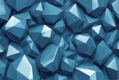 The primary subject of the image is a large number of blue geometric shapes, which are arranged in a visually appealing manner. The setting is a blue background, which complements the blue geometric shapes. The visual style of the image is a combination of digital art and illustration, creating a unique and eye-catching pattern. The dominant colors in the image are blue and white, giving the scene a calm and soothing atmosphere.