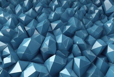 The primary subject of the image is a large number of blue geometric shapes, which are arranged in a dense and intricate pattern. The setting is a blue background, which provides a striking contrast to the shapes. The visual style is a combination of digital art and illustration, creating a unique and captivating design. The dominant colors are blue and white, giving the image a calm and serene atmosphere.