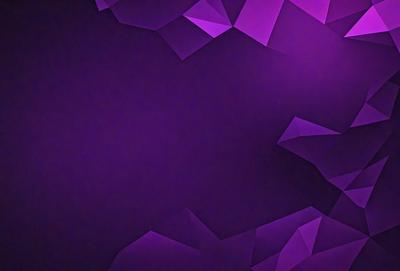 Purple background with geometric shapes.