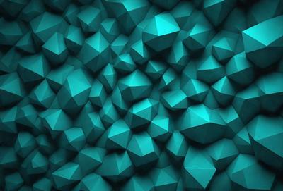 The primary subject of the image is a blue and green geometric pattern. The setting is a blue and green background, which creates a visually appealing and vibrant atmosphere. The visual style is a combination of digital art and illustration, giving the image a unique and artistic appearance. The dominant colors are blue and green, which evoke a sense of calmness and tranquility.
