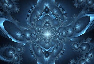 The primary subject of the image is a blue and white swirling pattern, which appears to be a digital art or illustration. The setting is a blue background, and the visual style is a combination of digital art and illustration. The colors and mood of the image are predominantly blue and white, creating a sense of calmness and tranquility.