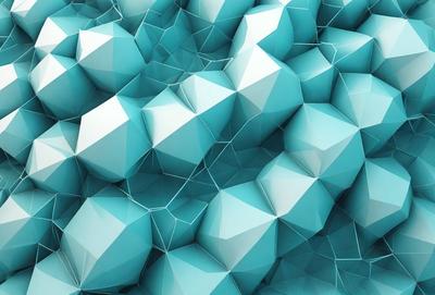 The primary subject of the image is a large, blue, geometric pattern. The setting is a blue background, which creates a visually striking contrast with the pattern. The visual style is a combination of digital art and illustration, giving the image a modern and artistic appearance. The dominant colors are blue and white, creating a calm and soothing atmosphere.