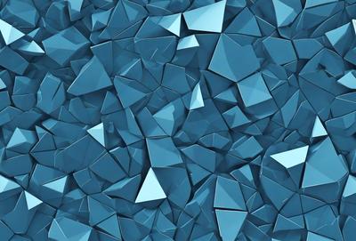 The primary subject of the image is a blue background with a pattern of blue triangles. The setting is a blue wall, and the visual style is a digital art or illustration. The dominant colors are blue, and the overall atmosphere is calm and visually appealing.
