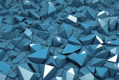 The primary subject of the image is a large number of blue triangles, which are arranged in a visually striking manner. The setting is a blue background, which provides a contrasting and complementary color to the triangles. The visual style of the image is a combination of digital art and illustration, as the triangles are created using a computer-generated design. The colors and mood of the image are predominantly blue, which gives it a calm and serene atmosphere.