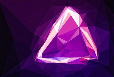 The primary subject of the image is a purple triangle, which is the main object, scene, or focus of the image. The setting or background of the image is a dark purple background, which adds to the overall atmosphere. The visual style of the image is digital art, as it is a three-dimensional representation of a purple triangle. The colors and mood of the image are predominantly purple, creating a sense of depth and complexity.