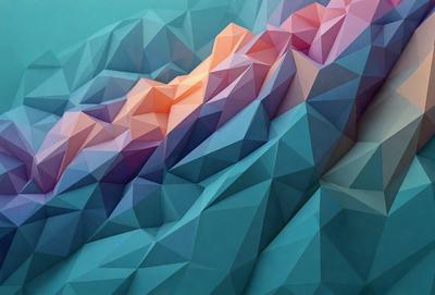 The primary subject of the image is a blue and pink mountainous landscape. The setting is a blue and pink mountain range, with a blue background. The visual style is digital art, as the image is a 3D digital artwork. The colors and mood of the image are vibrant and lively, with the blue and pink hues creating a sense of depth and beauty in the mountain range.