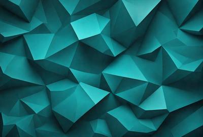 The primary subject of the image is a blue geometric pattern, which is the main object, scene, or focus of the image. The setting or background is a blue wall, and the visual style appears to be a digital art or illustration. The dominant colors in the image are blue and green, creating a calm and soothing atmosphere.