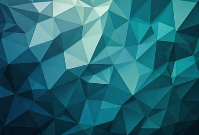 The primary subject of the image is a blue and white geometric pattern. The setting is a blue background, and the visual style appears to be a digital art or illustration. The dominant colors are blue and white, creating a calm and soothing atmosphere.