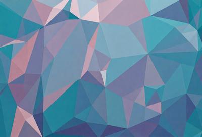 The primary subject of the image is a geometric pattern, featuring a mix of blue, pink, and purple colors. The setting is a blue background, which complements the vibrant colors of the pattern. The visual style is a combination of digital art and illustration, creating a unique and eye-catching design. The overall atmosphere is one of creativity and artistic expression.