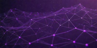 The image is a digital artwork featuring a purple background with a dense network of interconnected lines. The lines create a web-like pattern, giving the scene a futuristic and intricate appearance. The primary subject of the image is the complex network of lines, which dominates the visual style and colors. The overall atmosphere of the image is both captivating and visually striking.