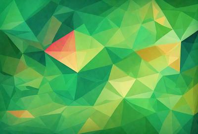 The primary subject of the image is a green and yellow geometric pattern. The setting is a green background, and the visual style is a digital art or illustration. The dominant colors are green and yellow, creating a lively and vibrant atmosphere.