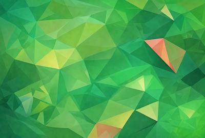 The primary subject of the image is a green and yellow geometric pattern. The setting is a green background, and the visual style is a digital art or illustration. The dominant colors are green and yellow, creating a lively and vibrant atmosphere.