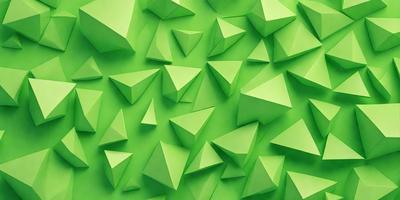 The primary subject of the image is a green wall with a pattern of triangles. The setting is a room with a green background. The visual style is a combination of digital art and illustration. The dominant colors are green and white, creating a calm and soothing atmosphere.