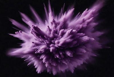 Purple explosion: The image features a purple explosion with a purple background. The purple explosion is the primary subject, and it appears to be a digital art or illustration. The colors and mood of the image are dominated by the purple hues, creating a vibrant and energetic atmosphere.