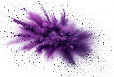 Purple, black, and white colors dominate the image. The primary subject is a purple and black explosion, which appears to be a digital art or illustration. The setting is a white background, and the visual style gives the impression of a pattern or texture. The overall atmosphere is dynamic and energetic, as the purple and black explosion creates a sense of movement and excitement.