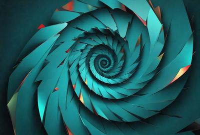 The primary subject of the image is a spiral pattern, which is the main object, scene, or focus of the image. The spiral pattern is set against a blue background, creating a visually striking contrast. The spiral pattern is depicted in a digital art style, giving it a modern and intricate appearance. The overall atmosphere of the image is one of complexity and beauty, with the blue color evoking a sense of calmness and tranquility.