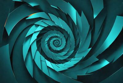 The primary subject of the image is a spiral pattern, which is the main object, scene, or focus of the image. The spiral pattern is set against a blue background, creating a visually striking contrast. The spiral pattern is depicted in a digital art style, giving it a modern and intricate appearance. The overall atmosphere of the image is one of complexity and beauty, with the blue color evoking a sense of calmness and tranquility.