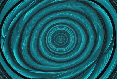 The primary subject of the image is a blue spiral pattern. The setting is a blue background, and the visual style appears to be a digital art or illustration. The dominant colors are blue and purple, creating a calm and serene atmosphere.