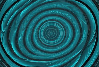 The primary subject of the image is a blue spiral pattern. The setting is a blue background, and the visual style appears to be a digital art or illustration. The dominant colors are blue and purple, creating a calm and serene atmosphere.