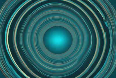 The primary subject of the image is a blue circle with a spiral pattern. The setting is a dark blue background, and the visual style appears to be a digital art or illustration. The dominant colors are blue and black, creating a calm and serene atmosphere.
