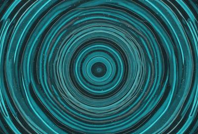 The primary subject of the image is a blue spiral, which appears to be a digital art or illustration. The spiral is set against a dark blue background, creating a striking contrast. The visual style of the image suggests that it is a creative and artistic representation of a spiral, possibly inspired by the concept of a black hole. The colors and mood of the image are predominantly dark and moody, with the blue spiral being the main focal point.