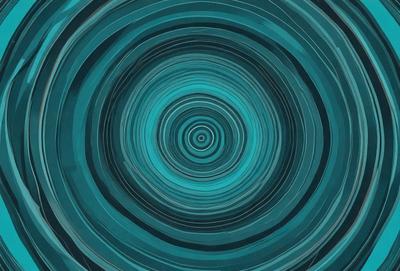 The primary subject of the image is a blue spiral pattern, which appears to be a digital art or illustration. The setting is a dark blue background, and the visual style is a combination of a photo and a digital art or illustration. The dominant colors are blue and black, creating a calm and serene atmosphere.
