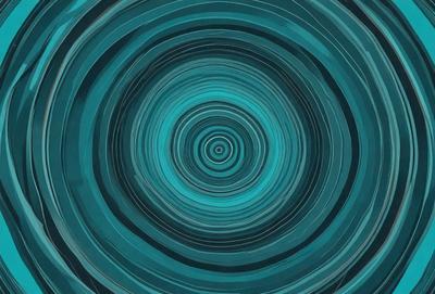 The primary subject of the image is a blue spiral pattern, which appears to be a digital art or illustration. The setting is a blue background, and the visual style is a combination of a photo and a digital art or illustration. The dominant colors are blue and green, creating a calm and soothing atmosphere.