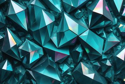 The primary subject of the image is a close-up of a blue crystal, which is part of a larger pattern of blue crystals. The setting is a blue background, and the visual style appears to be a digital art or illustration. The dominant colors in the image are blue and purple, creating a calm and serene atmosphere.