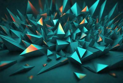 The primary subject of the image is a large number of triangular shapes, which are blue in color. These shapes are arranged in a way that creates a visually striking pattern. The setting is a dark blue background, which contrasts with the bright blue triangles. The visual style of the image is digital art, as it appears to be a computer-generated or digitally manipulated design. The overall atmosphere of the image is one of intricacy and visual interest, with the blue triangles creating a captivating pattern.