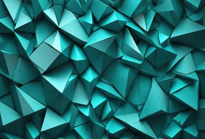 The primary subject of the image is a blue, geometric pattern. The setting is a blue background, and the visual style appears to be a digital art or illustration. The dominant colors are blue and turquoise, creating a calm and soothing atmosphere.