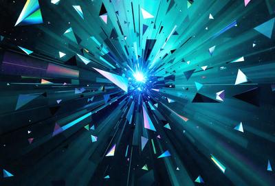 The primary subject of the image is a bright blue light, which appears to be a light source or a star. The setting is a dark background, which contrasts with the bright blue light. The visual style of the image is digital art, as it is a computer-generated image. The dominant colors are blue and purple, creating a sense of depth and a calming atmosphere.