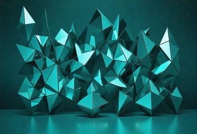 The primary subject of the image is a large collection of blue and green geometric shapes, which are arranged in a visually striking manner. The setting is a dark blue background, which contrasts with the vibrant colors of the shapes. The visual style of the image is a combination of digital art and illustration, creating a unique and captivating pattern. The dominant colors in the image are blue and green, giving the scene a calm and soothing atmosphere.