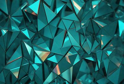 The primary subject of the image is a blue and green patterned wall, which appears to be made of glass or a similar material. The setting is a room with a blue and green color scheme, creating a visually appealing and calming atmosphere. The visual style of the image is a combination of digital art and illustration, with the blue and green patterned wall serving as the focal point. The colors and mood of the image are predominantly blue and green, with a sense of depth and intricacy in the pattern
