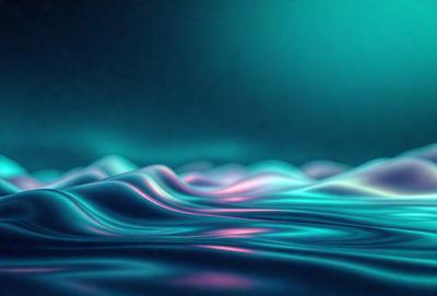 The primary subject of the image is a blue ocean with waves. The setting is a dark blue background, which creates a contrast with the waves. The visual style is a digital art, as the waves are depicted in a colorful and artistic manner. The dominant colors are blue and purple, giving the image a calming and serene atmosphere.