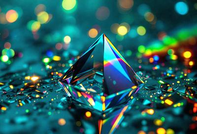 The primary subject of the image is a blue crystal, which is the main object, scene, or focus of the image. The setting or background features a blue and green background, which adds to the overall atmosphere of the image. The visual style of the image is a combination of photo and digital art, creating a unique and eye-catching representation of the blue crystal. The colors and mood of the image are predominantly blue and green, giving it a calming and serene appearance.